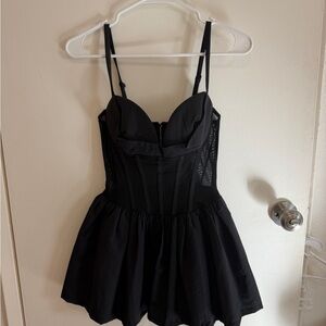 Black Bustier Skater Dress with Adjustable Straps